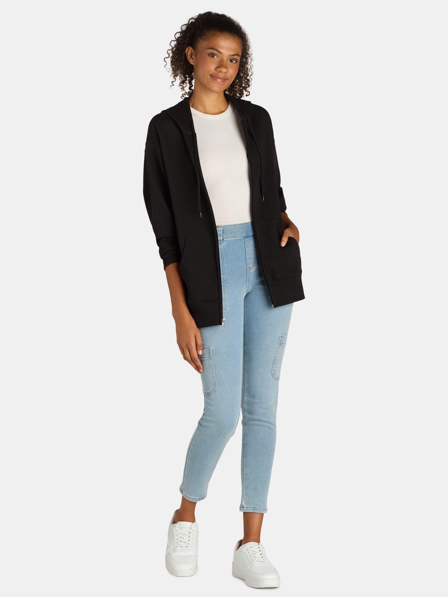 No Boundaries Oversized Zip Hoodie, Women's - Walmart.com No Boundaries Oversized Zip Hoodie, Women's - Walmart.com