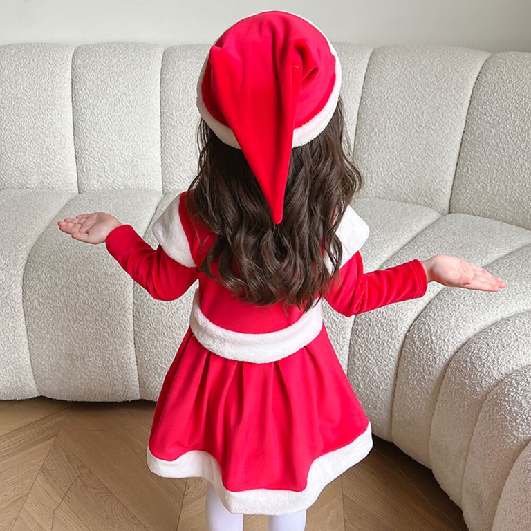 christmas princess dress up Girls Christmas Princess Dress Set Santa Claus Elf Party Outfit Dress Up
