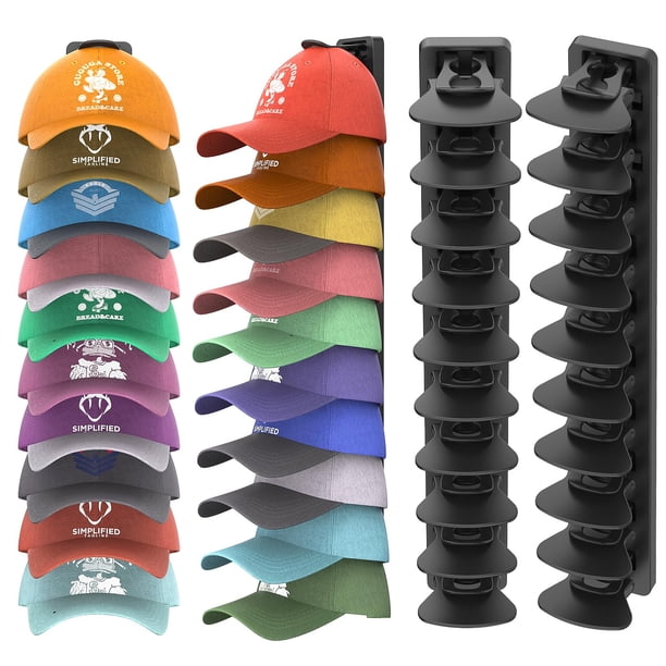 Organizador de sombreros HeQE para gorras de béisbol, paquete de 2, negro