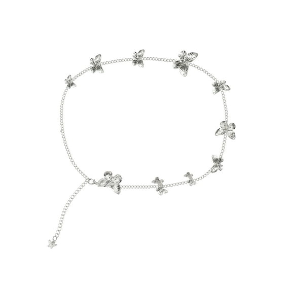 Jessica Simpson Butterfly Silver Chain Fashion Waist Belt for Dresses, Trousers