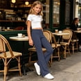 thumbnail image 5 of Chiccall Girls Flare Leggings School Uniform Pants Cotton Breathable Comfy Kids Bell Bottoms Pants Stretchy Casual Clothes for Big Kids, 5 of 7