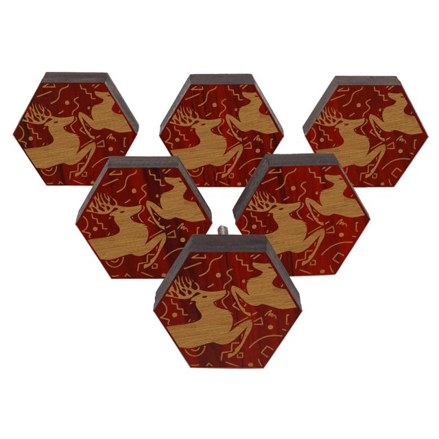 IBA Indianbeautifulart Boutons Gravés Rouges en Bois pour Armoire Tiroir Tiroir 10 Pcs
