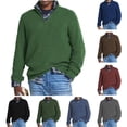 thumbnail image 5 of Men's Quarter Zip Knit Sweater Mock Neck Long Sleeve Regular Fit Casual Pullover, 5 of 5
