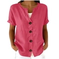 thumbnail image 2 of Uootdi Tops for Women Short Sleeve Scoop Neck Tops Daily Errands Style Wrinkle Resistant Comfortable Silhouette Blouses Gift, 2 of 8