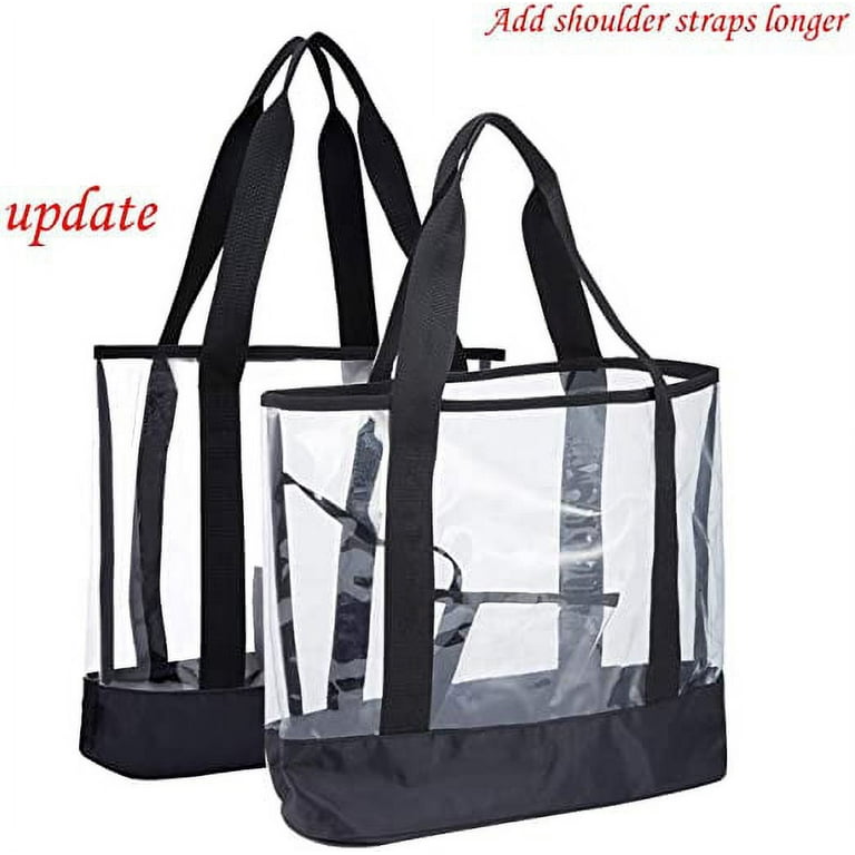 Clear Totes Bag Women Large Work Transparent Shoulder Handbag with zipper pocket Pouch Bench School Stadium see through bags Walmart