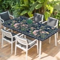 thumbnail image 2 of Navy Blue Flowers Table Cloths for 5 Foot Rectangle Tables, Spring Floral Elegant Pastoral Botanical Patio Waterproof Elastic Fitted Tablecloths, Washable Rectangular Table Cover for Camping, 2 of 8