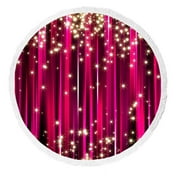 ABPHQTO Sparkle Pink Stars Round Beach Blanket with Tassels Beach Throw Towel Yoga Mat Picnic Blanket