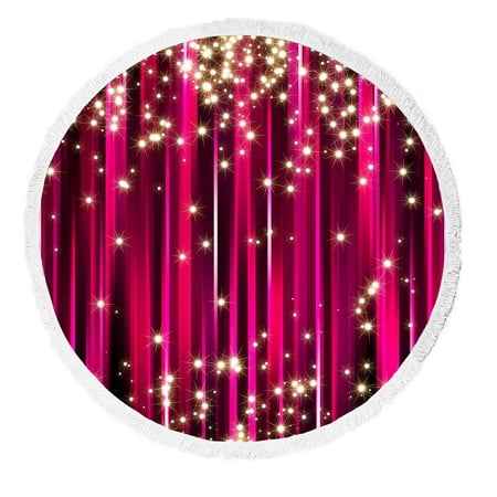ABPHQTO Sparkle Pink Stars Round Beach Blanket with Tassels Beach Throw Towel Yoga Mat Picnic Blanket