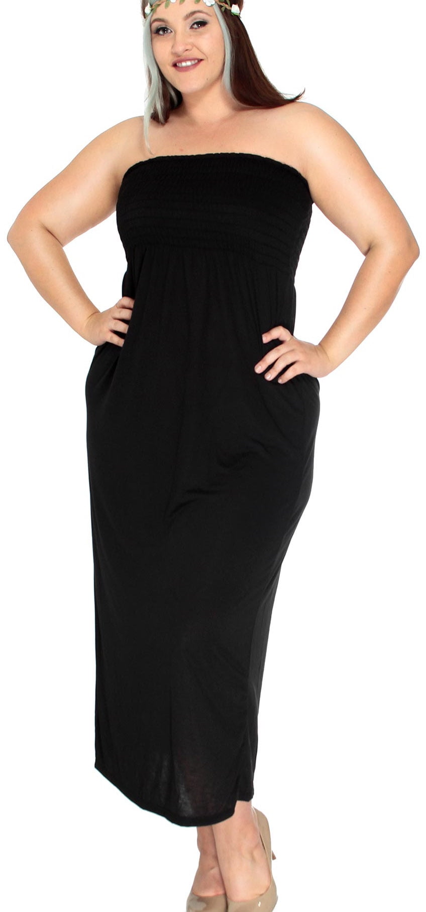 plus size smocked tube top