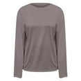thumbnail image 4 of Womens Oversized Long Sleeve T Shirts Fall Basic Crewneck Tee Tops (Coffee XL), 4 of 5