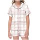 thumbnail image 1 of Odeerbi 2-12 Años Niños Niñas Pijama de Verano de Satén Con Solapa de Muesca Camisas de Manga Corta Pantalones Cortos Conjunto Suave Estampado Retro de Cuadros Ropa de Dormir, 1 of 6
