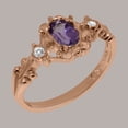 thumbnail image 2 of LBG British Made 9k Rose Gold Natural Amethyst & Diamond Womens Anniversary Ring - 33 size options - Size 9, 2 of 8
