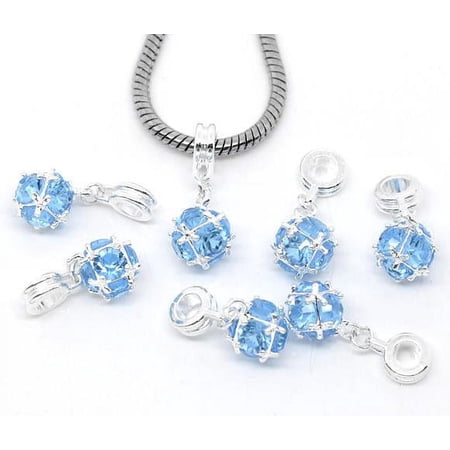 April Birthstone Dangle Charm Pendant for European Clip on Charm Jewelry w/ Lobster Clasp