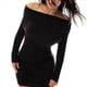 thumbnail image 3 of Vestido Minivestido Elegante de Fiesta para Mujer, de Otoño e Invierno, Color Liso, con Hombros Descubiertos, Larga, Plisado y Ajustado. Negro L, 3 of 7