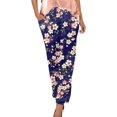 thumbnail image 3 of Wide Leg Pants Woman Loose Classic Style Floral Cropped Trousers with Pockets Blue Casual Lounge Pant L, 3 of 6