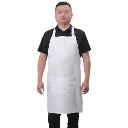 

ALIPOBO Bib Aprons for Women and Men Kitchen Chef Apron with 2 Pockets and 40 Long Ties Plus Size Adjustable Apron for Cooking - 32 x 28 - White C43