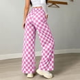 thumbnail image 5 of Zormilly Wide Leg Pants Woman Plaid Elastic High Waisted Checkered Pants with Pockets Drawstring Fashion Straight Leg Pants, S-3XL, 5 of 8