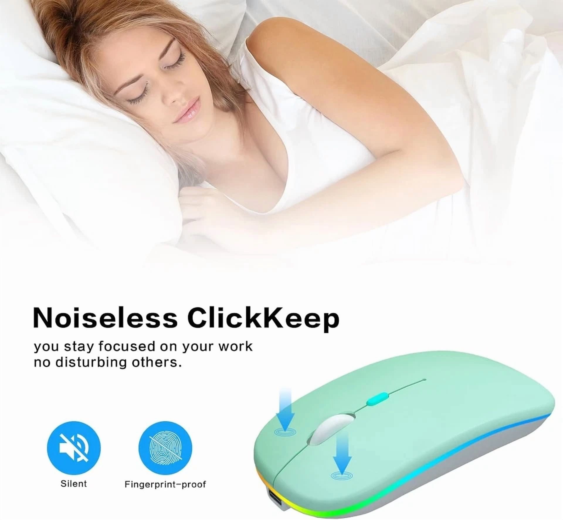 CIRCLE- Wireless Bluetooth Mouse - Rechargeable Laptop Mice - With Led Green