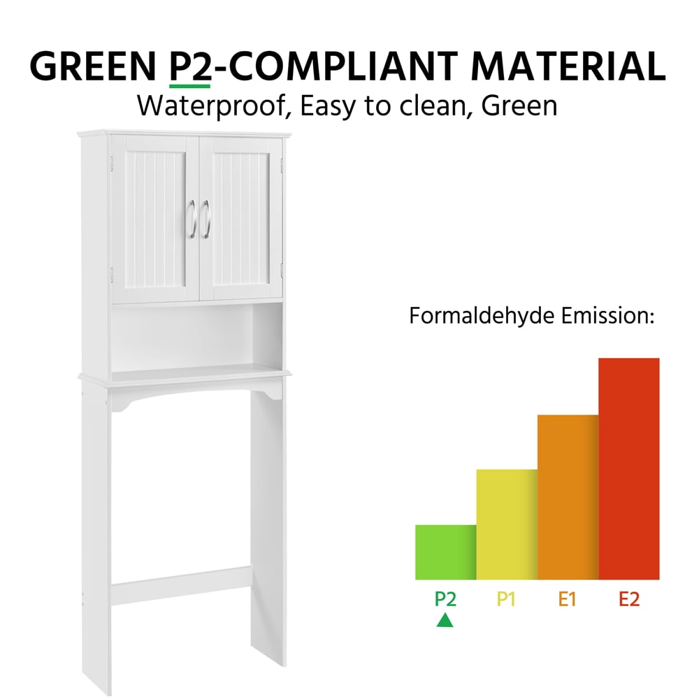 Alden Design 9" Width Wooden over The Toilet Bathroom Storage Cabinets with Door, White