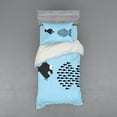 thumbnail image 2 of Ambesonne Fish Bedding Set 4 Pcs, Funny Cartoon Motivation, Queen, Blue and Black, 2 of 3