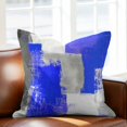 thumbnail image 3 of Navy Blue Grey Oil Painting Pillow Covers 18x18 Inch, Abstract Modern Geometric Linen Pillowcase with Invisible Zipper, Decorative Throw Pillow Covers Cushion Case for Couch Sofa Bed Living Room, 3 of 9