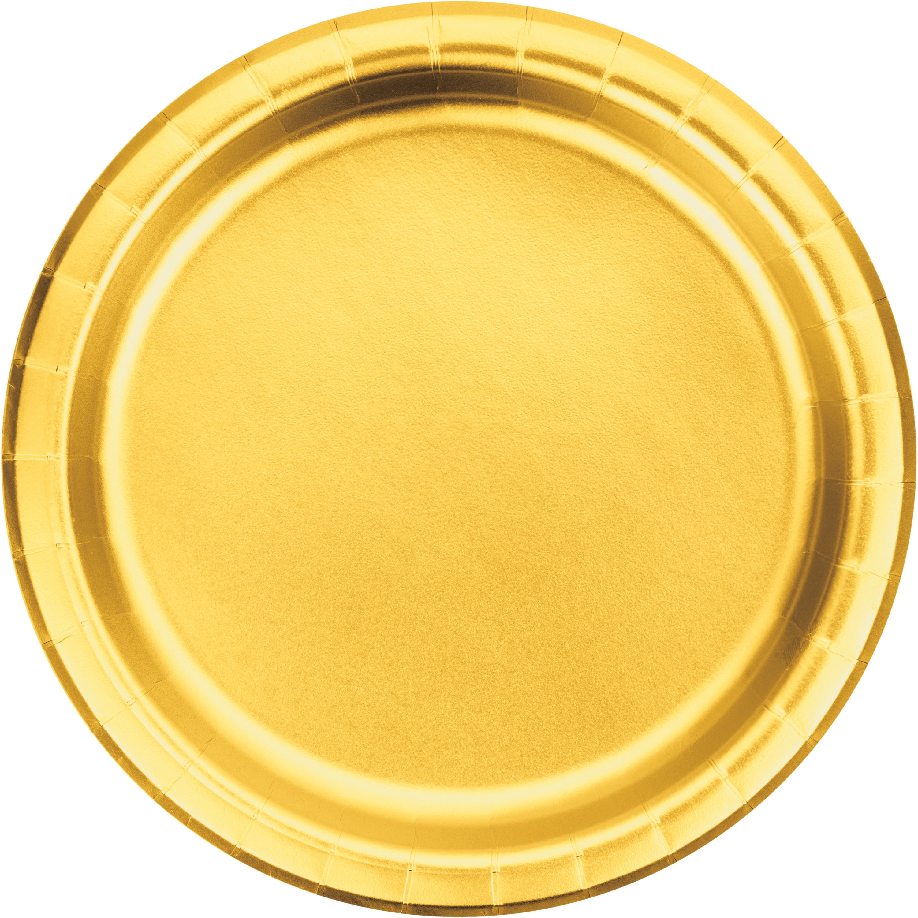 Gold Foil Round Paper Plates 24 Count for 24 Guests