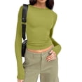 thumbnail image 4 of Gubotare Long Sleeve Shirts for Women Business Casual Tops Fall Fashion Clothes Workout Plus Size Teacher School Outfits 2025 Women Top (Green,M), 4 of 5