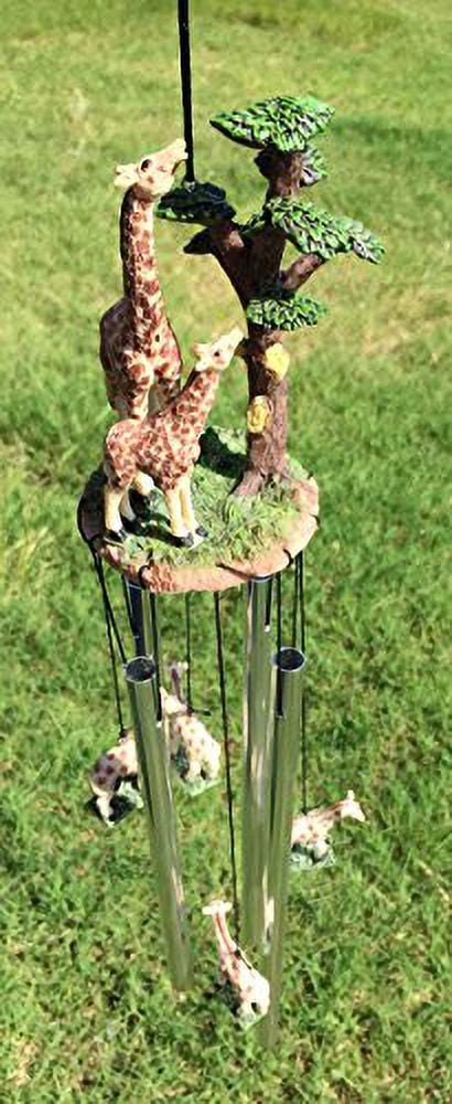 Safari Giraffe Mother And Calf By The Trees Resonant Relaxing Wind Chime Patio