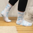 thumbnail image 5 of BambooMN Women's Girl Fuzzy Warm Fluffy Tie-Dye Colorful Fun Crew Socks - Cerulean - Extra Large - 4 Pairs, 5 of 6
