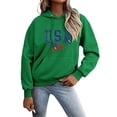 thumbnail image 4 of Fall Hoodies Women Usa Hoodies Oversized Long Sleev Drawstring Sweatshirt With Pockets Womens Fall Sweatshirts Green XXL, 4 of 6