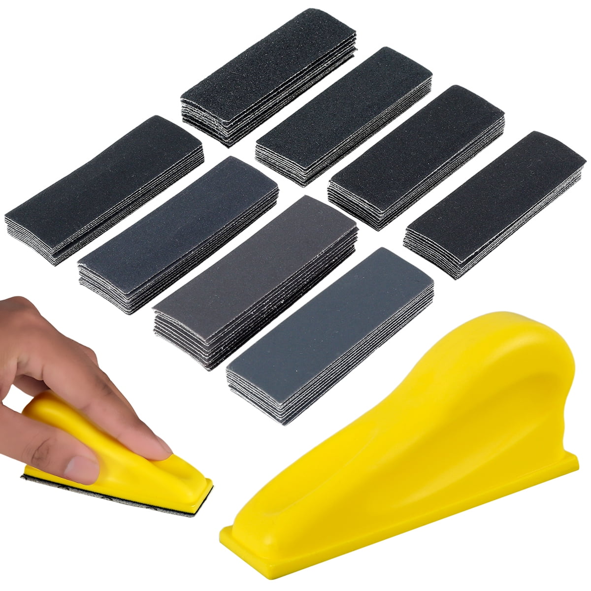 Daruoand 80Pcs Micro Sander Kit 3.5 x 1' Mini Detail Hand Sanding Tool Wet Dry Sandpaper 80 to 800 Grit Sandpaper for Small Projects Tight Narrow Spaces Metal Finishing Wood DIY Crafts
