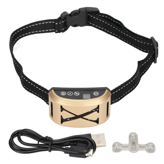 Collar antiladridos para perros con pitido, vibración y resistente al agua, con 7 niveles de sensibilidad ajustables para perros pequeños, medianos y grandes Dorado