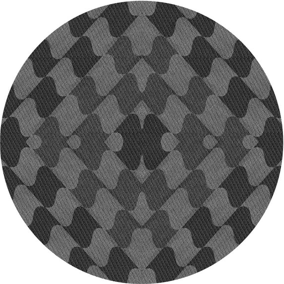 Ahgly Company Indoor Round Patterned Oil Black Area Rugs, 4' Round