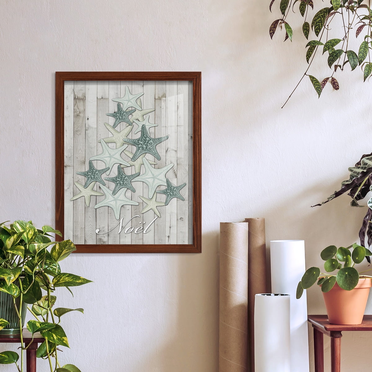 Coastal Christmas IV -Framed Print w/glass-Chestnut