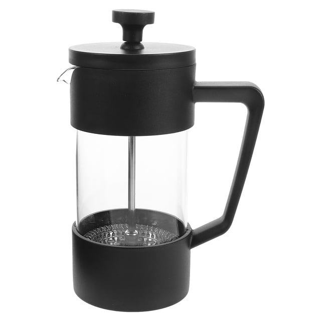 Cafetera de prensa francesa de 350 ml, de vidrio de borosilicato de alta temperatura, para café frío, té, para cocina, viajes, camping, color negro