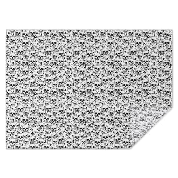Black White Skull Pattern Rectangle Tablecloth 60"x84",Waterproof Polyester Rectangle Table Cloth, Wipeable Spillproof Polyester Tablecloth for Dining, Camping, Indoor and Outdoor