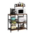 thumbnail image 2 of Ktaxon 5-Tier Bakers Rack, Kitchen Utility Microwave Oven Stand with Storage Shelves,10 Hooks & Metal Basket, Vintage Brown, 2 of 7