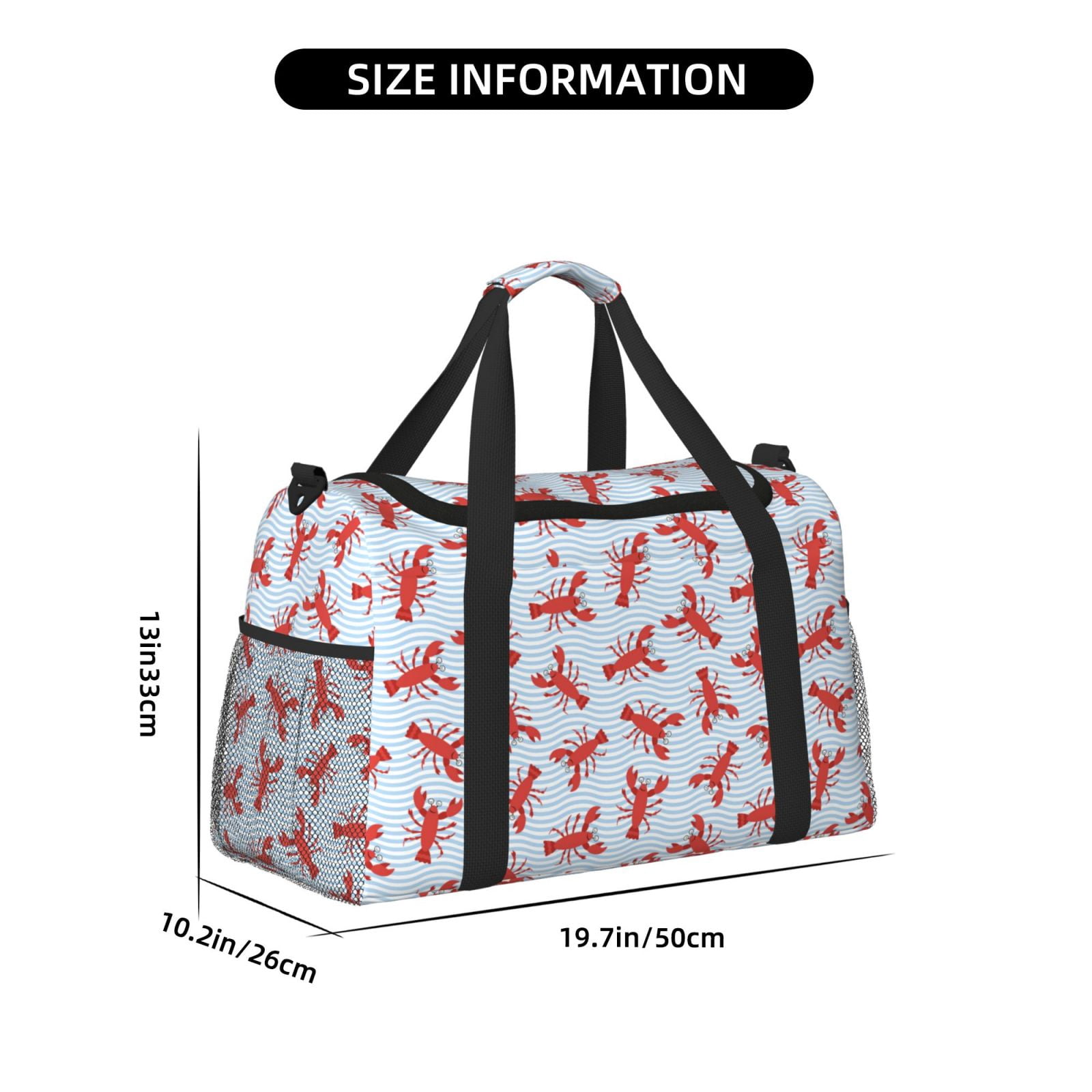 Fuzoiu Cartoon Lobsters 1 Print Travel Duffle Bag,Carry On Tote Bags,Duffel Bag,Sport Gym Bag, Hospital Bag for Labor and Delivery, Overnight Bag,Luggage Bag