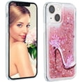 thumbnail image 3 of Case for iPhone 14, iPhone 14 Case Cute Pink Glitter Luxury Sparkle Liquid for Girls Women Quicksand Clear Soft TPU Protective Phone Case for iPhone 14 Pink High Heel, 3 of 10