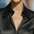 thumbnail image 5 of Lenpel Satin Blouses for Women Mesh Long Sleeve Collared Button down Shirts Business Casual Work Tops Dressy Office Blouses(Black,X-Large), 5 of 6
