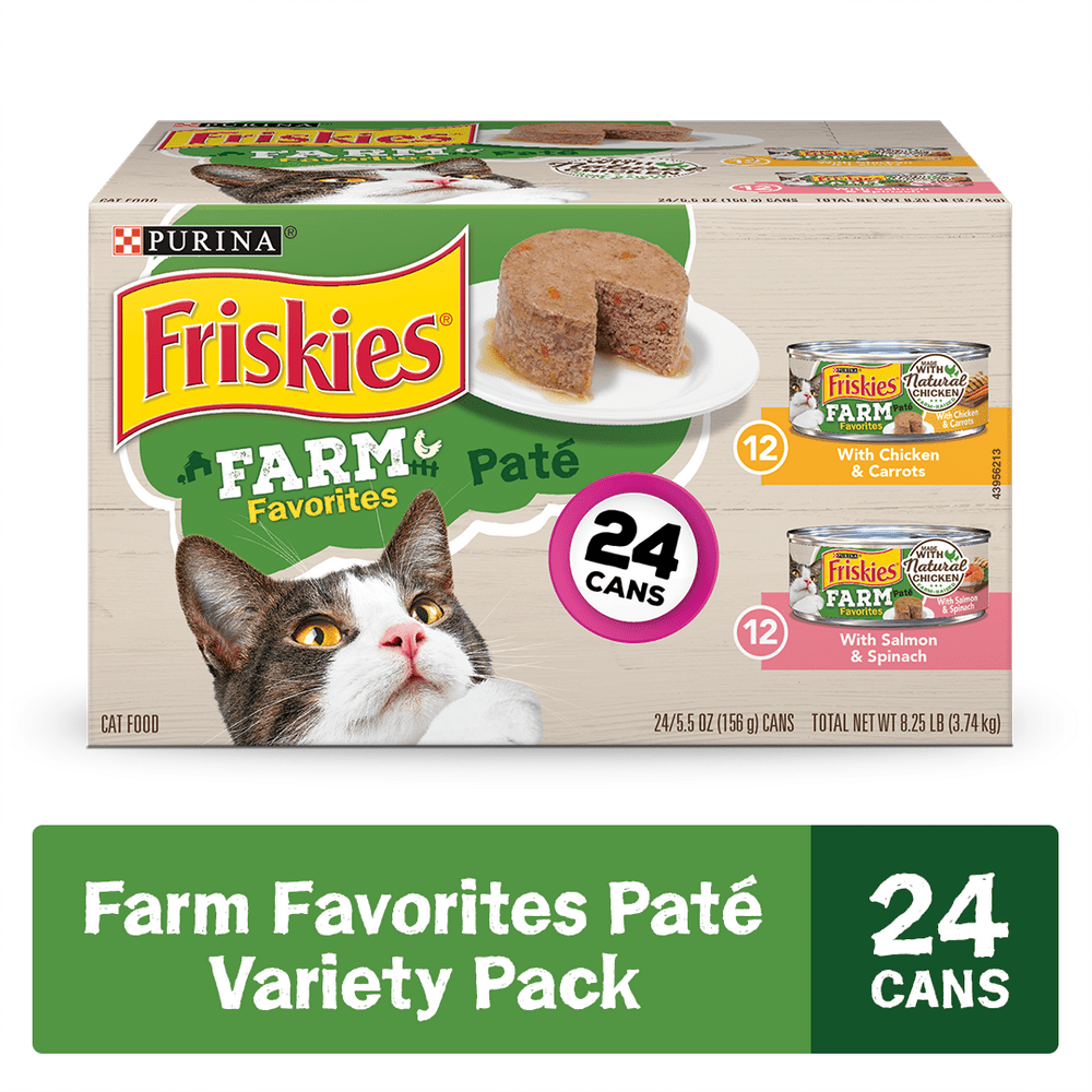 (24 Pack) Friskies Pate Wet Cat Food Variety Pack Farm Favorites with