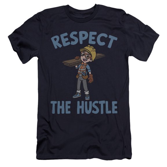 Blippi Respect the Hustle Unisex Adult Canvas Brand T Shirt, Navy, Medium