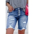 thumbnail image 6 of LYMAYTER Women Jeans Short Skinny Bermuda Female Denim Shorts Ripped Button Fly Jeans Shorts with Pockets S-2XL, 6 of 8