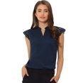 thumbnail image 1 of Blusa Básica Sin Mangas Con Cuello En V Para Oficina De Trabajo Para Mujer Azul Marino M, 1 of 5