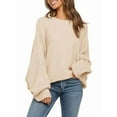 thumbnail image 2 of Women'S Oversized Crewneck Sweater Batwing Puff Long Sleeve Cable Slouchy Pullover Jumper Tops, 2 of 6