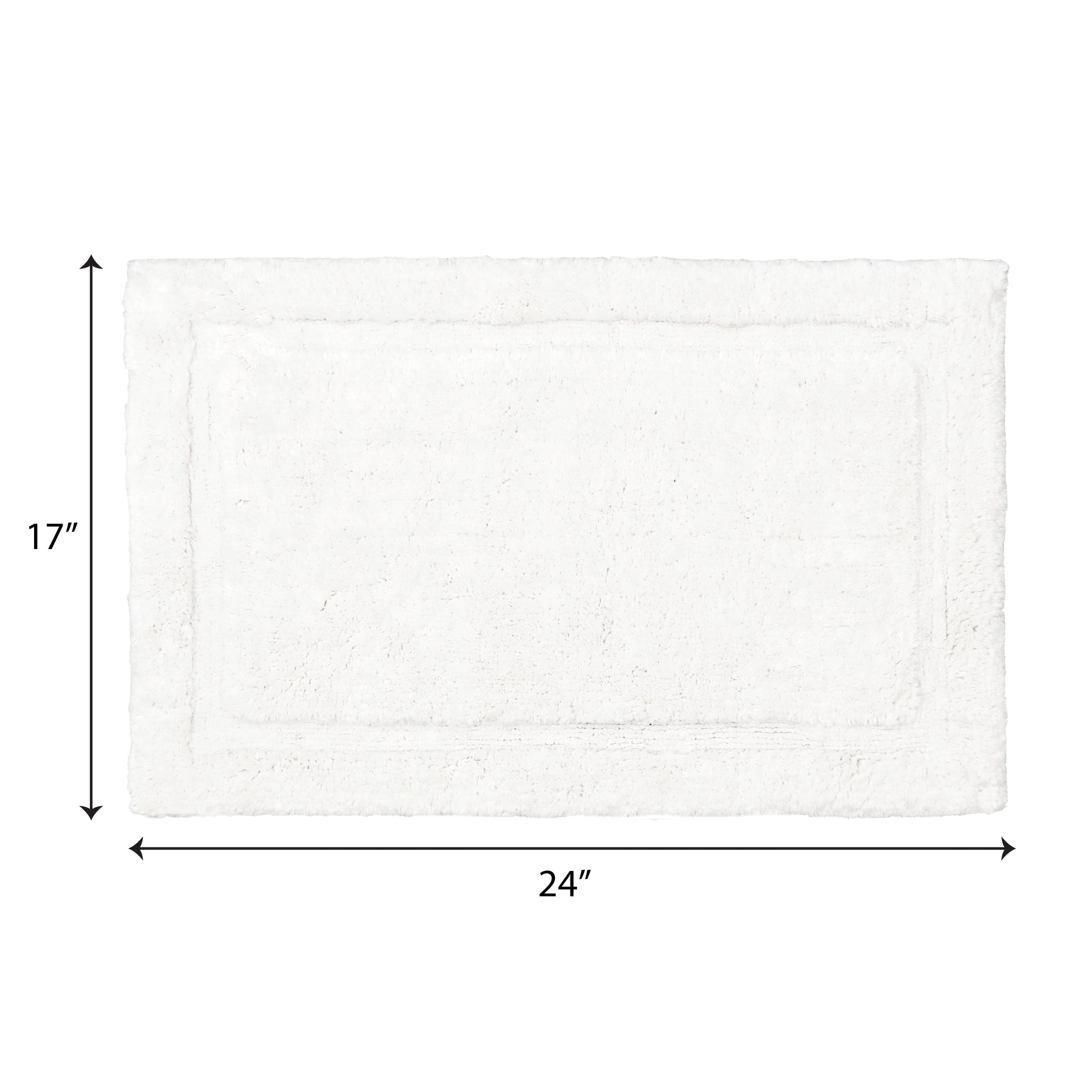 Jean Pierre New York Lydia Border 100% Cotton Bath Mat - Non-Slip Bath Rug - White - 17"x24"