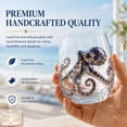thumbnail image 6 of Artisanal Blue Ringed Octopus Glassware, 3D Octopuses Stemless Whisk.ey Glasses, Handcrafted Marine Animal Bar Glass, Coastal Home Decor Gift for Ocean Lovers, 6 of 9