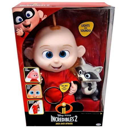 Incredibles 2 jack jack attacks feature action doll with lights and sound includes raccoon (Best Jack Off Toy)