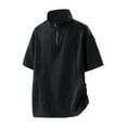 thumbnail image 3 of Eryao Mens 1/4 Zip Stand Up Collar Shirts Short Sleeve Workout Tshirt Colorblock Casual Summer Athletic Pullover Limited Time Deal,Black,XXL, 3 of 5