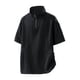 thumbnail image 1 of Ceisia Men's Solid Color Half-Zip Stand Collar Short Sleeve Top, Loose Fitness Shirt with Pockets for Men Black XXL Gifts, 1 of 3